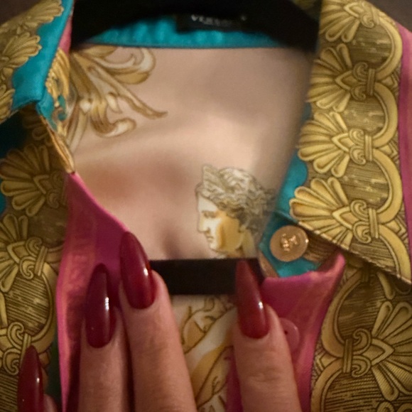 VERSACE HERITAGE BAROCCO long sleeve SILK button shirt worn 1x SIZE 36 NWT PERFE - Picture 10 of 15